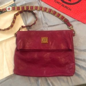 Tory Burch Fuchsia Pebbled Leather Crossbody